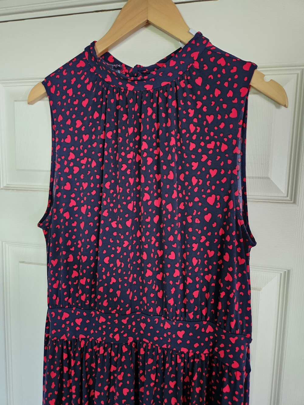 Leota Mindy Navy Midi Dress with Heart Print